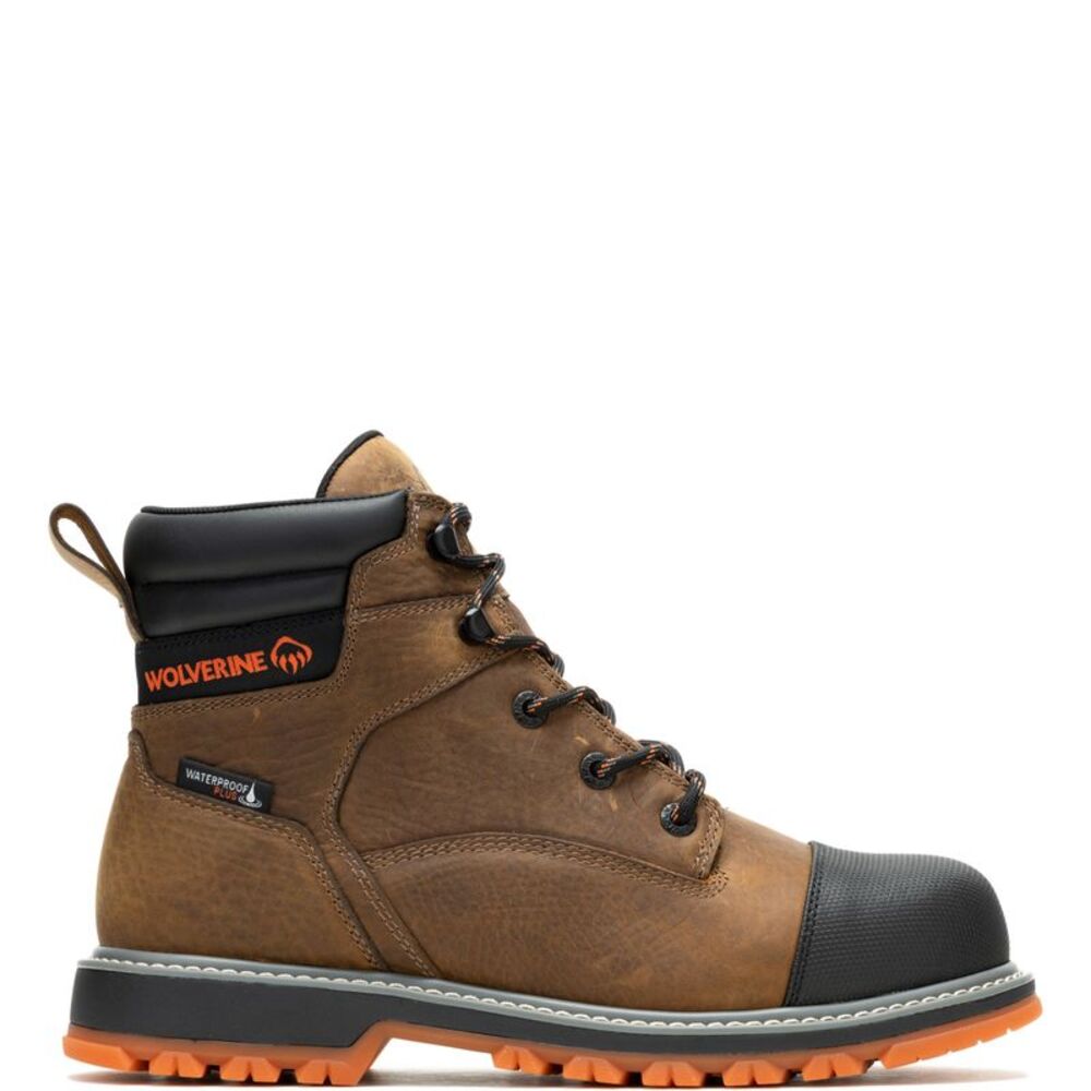 Wolverine Mens Floorhand LX Cap Toe WP Steel Toe 6" Brown Boots (NWT)